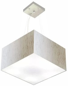 Lustre Pendente Quadrado Vivare Md-4195 Cúpula em Tecido 25/40x40cm - Bivolt