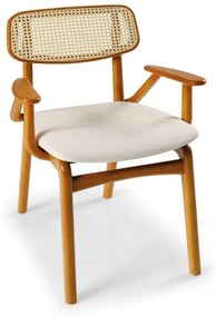 Cadeira com Braço Irunã Estofado Anatômico Encosto com Tela Portuguesa Estrutura Madeira Tauari Design by Robson Larsen