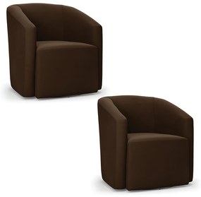 Poltrona Decorativa Base Giratória Kit 2 Stella Max Suede D03 - D'Rossi - Marrom