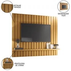 Painel Para TV Suspenso Ripado 60 Pol. 160cm Like H01 Cinamomo - Mpoze