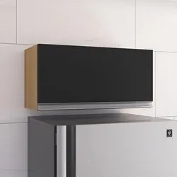 Armário de Cozinha Aéreo Geladeira 60cm 1 Porta Andréia Amêndoa/Preto