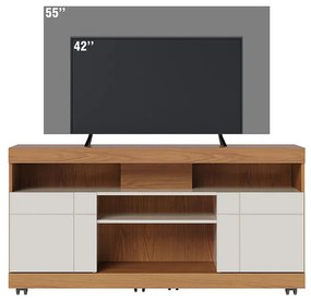 Rack para Sala Bancada de TV 47 Pol 136cm Ariele Freijó/Off White C04 - D'Rossi