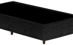 Base Para Cama Box Solteiro 88cm Poliéster Bordado Perola Negra Preto