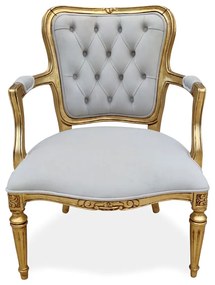 Poltrona Luís XVI Entalhada Madeira Maciça Design Clássico de Luxo