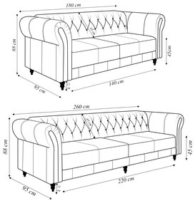 Conjunto de Sofá Sala de Estar Stanford Chesterfield 2 e 3 Lugares 180cm/260cm Pés Madeira Couro Mel Manchado G58 - Gran Belo