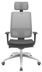 Cadeira Office Brizza Tela Cinza Com Encosto Assento Vinil Preto Autocompensador 126cm - 63192 Sun House