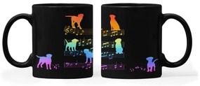Caneca Cachorro Musical Arco Iris Dog Lover Preta