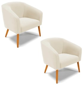 Poltrona Decorativa Pé Palito Castanho kit 2 Stella Veludo D03 - D'Rossi - Bege