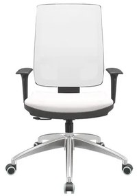 Cadeira Office Brizza Tela Branca Assento Vinil Branco RelaxPlax Base Aluminio 120cm - 63846 Sun House
