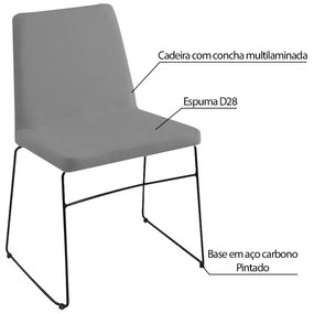 Kit 5 Cadeiras Decorativa Sala de Jantar Anne Linho Cinza G17 - Gran Belo