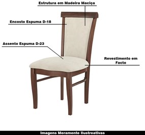 Kit 5 Cadeiras Decorativa Sala de Jantar Madeira Maciça Fabregas Facto Pérola/Capuccino G42 - Gran Belo