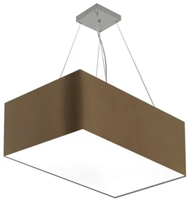 Lustre Pendente Retangular Md-4372 Cúpula em Tecido 60x40cm Caqui