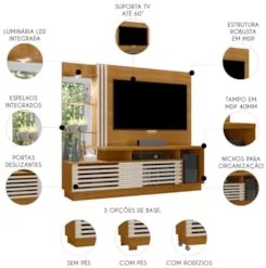 Estante Painel Para TV 60 Pol 200cm Sam M01 Off/Cinamomo - Mpozenato