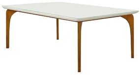 Mesa Sala de Jantar 8 Lugares 218cm Tampo em Laca Dinamarca OffWhite/Mel - Gran Belo