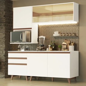 Armário de Cozinha Compacta 180cm Branco Reims Madesa 02 Cor:Branco