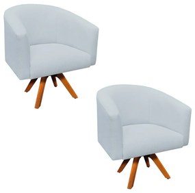 Poltrona Decorativa Giratória MM30 Kit 2 Stella Linho Cinza Claro D03 - D'Rossi
