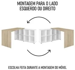 Conjunto Escritório Home Office 4 Peças Side A06 Branco/Carvalho - Mpo