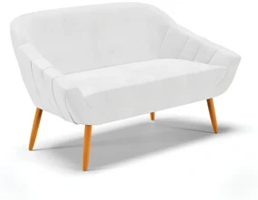 Namoradeira 02 Lugares Giovana Corano Pés Palito Castanho - D'Rossi - Branco