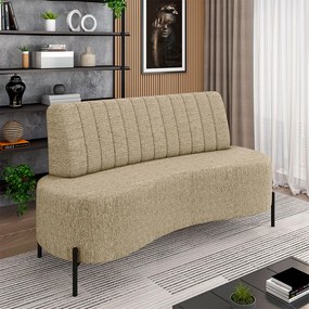 Sofá Living Decorativo 2 Lugares 1,35M Katara Pés de Ferro Linho Bege G33 - Gran Belo