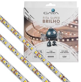 Fita De Led Super Brilho 12w Por Metro 12v Irc80 5m 6000k