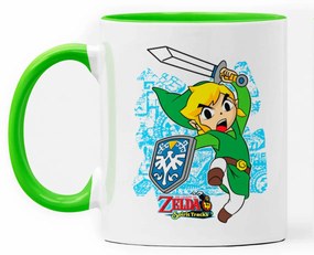 Caneca Link Jogo Zelda com Alça e Interior Verde Claro