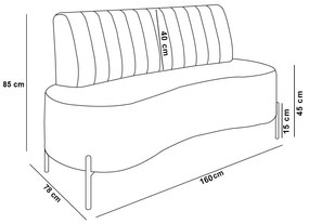 Sofá 2 Lugares Living 160cm Pé Ferro Dourado Maraú Sint PU K01 - D'Rossi - Nozes