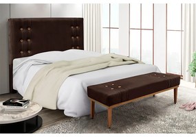 Cabeceira Cama Box Casal 140cm e Recamier Gênova Suede Café S04 - D'Rossi