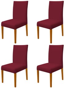 Kit 4 Cadeiras de Jantar Milan Veludo Bordô