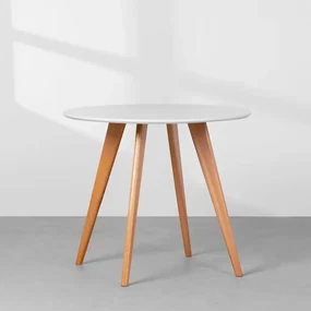 Mesa de Jantar Square Redonda - Branco - 88cm