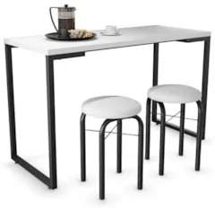 Conjunto Mesa de Cozinha Prattica Industrial 120cm com 2 Banquetas F02