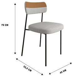 Kit 2 Cadeiras Estofadas Milli Corano/Linho F02 Caramelo/Cinza - Mpoze