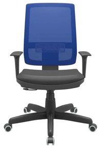 Cadeira Office Brizza Tela Azul Assento Vinil Preto RelaxPlax Base Standard 120cm - 63871 Sun House