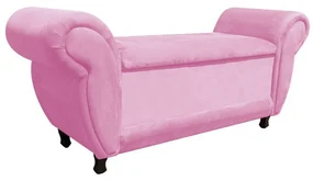 Recamier com Baú Itália Namoradeira Calçadeira Suede Rosa Bebê - D'Rossi