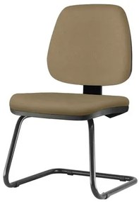 Cadeira Job Assento Courino Marrom Claro Base Fixa Preta - 54561 Sun House
