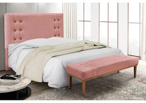 Cabeceira Cama Box King 195cm e Recamier Gênova Veludo Rosa S04 - D'Rossi