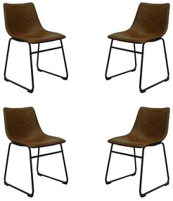 Kit 4 Cadeiras Decorativas Marquezine Sala de Jantar PU Base Aço Marrom/Preto G56 - Gran Belo