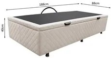 Base Box Baú para Cama Solteiro 88x188cm Liz S05 Suede Bordado Bege -