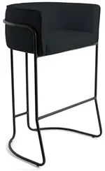 Banqueta Decorativa Base Aço Preto Betina C-05 Corano Black - Domi