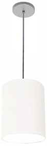 Luminária Pendente Vivare Free Lux Md-4102 Cúpula em Tecido - Branca - Canopla cinza e fio transparente