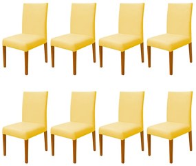 Kit 8 Cadeiras de Jantar Milan Veludo Amarelo