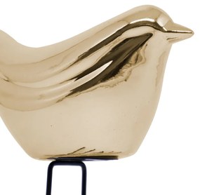 Pássaro em Cerâmica Decorativo Dourado 15x18x7 cm - D'Rossi