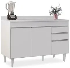 Balcão Gabinete para pia com Tampo 120cm Michigan Branco - Lumil