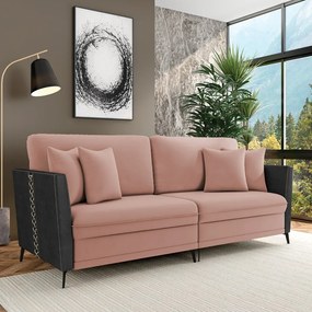 Sofá 2 Lugares Living 182cm Mondaí Sintético Preto/Veludo K01 - D'Rossi - Rose