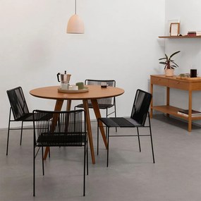 Conjunto Mesa Jantar Square Laminada Redonda Natural - 1,18m + 4 Cadeiras Spaguet Dai - Preto