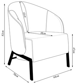 Kit 2 Poltronas Decorativa Sala de Estar Kenya Pés em Ferro Pu Preto/Marrom G33 - Gran Belo