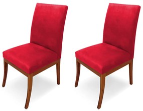 Conjunto 2 Cadeiras Raquel para Sala de Jantar Base de Eucalipto Suede Vermelho
