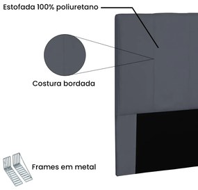 Cabeceira Arizona Para Cama Box Solteiro 90 cm Suede - D'Rossi - Cinza