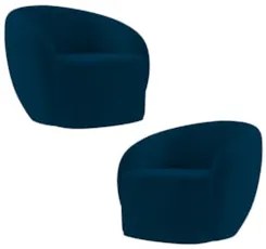 Poltrona para Sala de Estar Orgânica Kit com 2 Garbin Z08 Veludo Azul