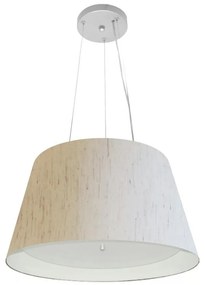 Lustre Pendente Cone Md-4119 Cúpula em Tecido 21/40x30cm Linho Bege / Branco - Bivolt