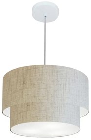 Lustre Pendente Duplo Cilíndrico Vivare Md-4160 Cúpula em Tecido 40x35cm - Bivolt